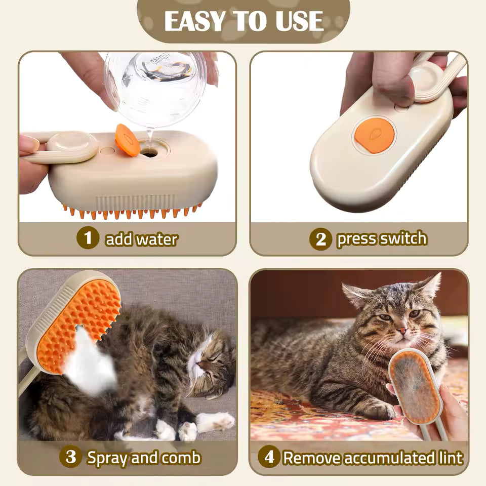 Steam brush for pets