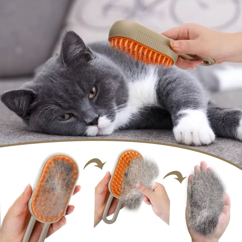 Steam brush for pets